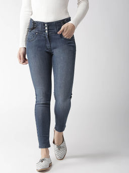 Madame - Navy Blue Solid Jeans