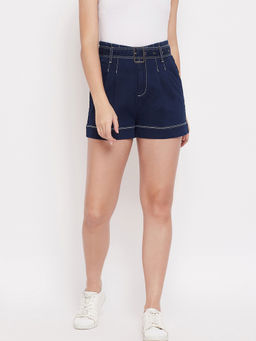 Madame - Navy Blue Solid Skirt
