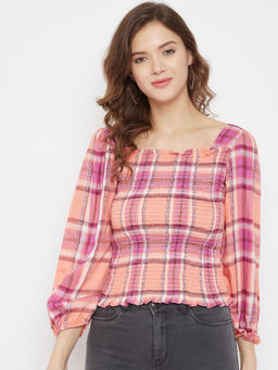 Madame - Peach Color Women Textile Top