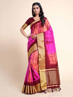 Mimosa - Womens Banarasi Tussar Silk Saree With Unstiched Blouse Multi-Color