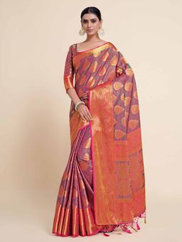 Mimosa - Kanjivaram Art Silk Saree With Unstiched Brocade Blouse zari and meena motif Pink