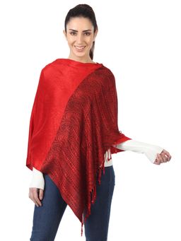MUFFLY - Silky Pashmina Paisley Border Stole With Hanger -Red (Set of 2)