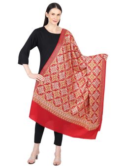 MUFFLY - Silky Pashmina Fine Nalki Jaal Embroidered Needle Work Shawl -Maroon