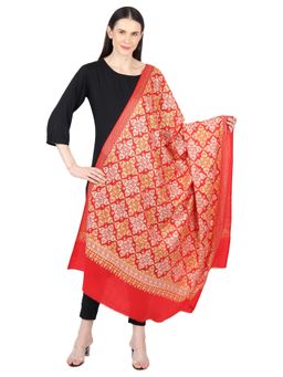 MUFFLY - Silky Pashmina Fine Wool Nalki Jaal Embroidered Needle Work Shawl -Red