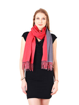 MUFFLY - Women's Silky Reversible Printed Cashmere Stole -Red