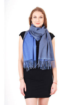 MUFFLY - Women's Silky Reversible Printed Cashmere Stole -Blue