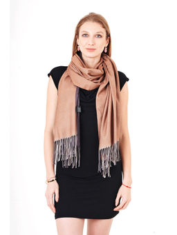 MUFFLY - Women's Silky Reversible Printed Cashmere Stole -Brown