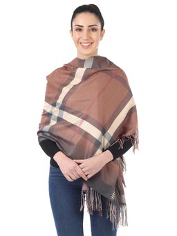 MUFFLY - Women's Silky Reversible Printed Cashmere Stole brown