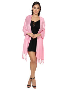 MUFFLY - Soft Silky Women Viscose Stole With Hanger -Pink (Set of 2)