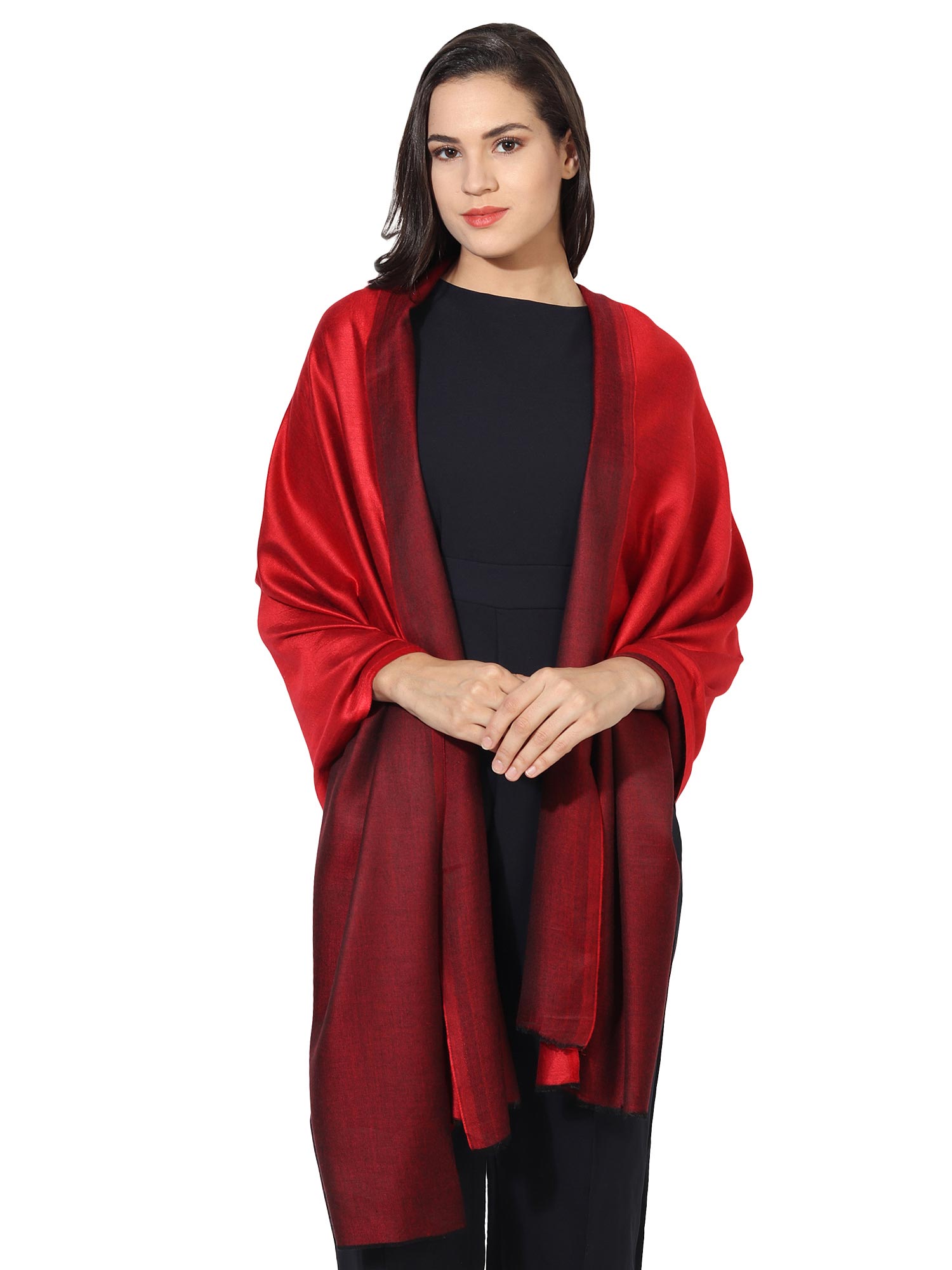 muffly Super Fine Soft Women's Modal Reversible Stole With Hanger -Red And Black (Set of 2)-picture-35