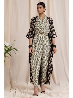 Masaba - Brick Flower Dhoti With Cape (Set of 3)