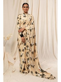 Masaba - Ivory Pearl Blooming Flower Saree with Unstitched Blouse