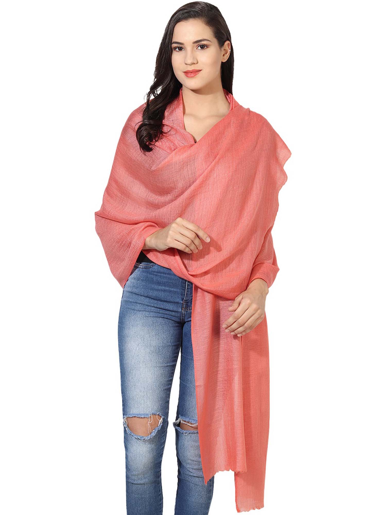 muffly Soft Unisex Pashmina Stole With Hanger -Peach (Set of 2)-picture-23