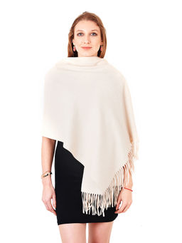MUFFLY - Women's Silky Reversible Printed Cashmere Stole -Off White