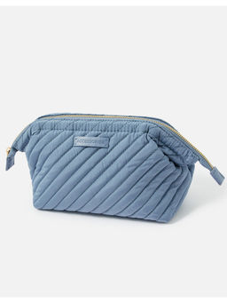 Accessorize London - Women's Quilted Blue Wash Bag