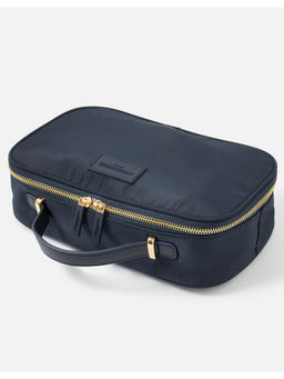 Accessorize London - Women's Large Nylon Navy Wash Bag