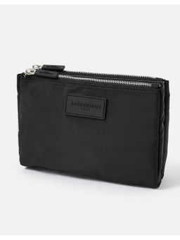 Accessorize London - Women's Black Double Zip Pouch