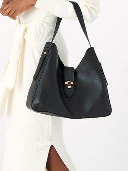 Accessorize London - Women's Black Talia Large Twistlock Handbag