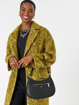 Accessorize London - Women's Black Jenna Shoulder Zip Handbag