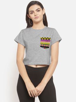 Martini - Grey Solid Crop Top