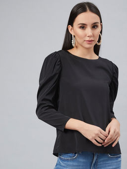 Marie Claire - Black Comfortable Solid Tops