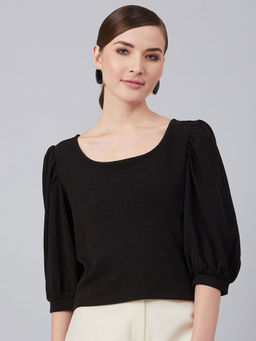 Marie Claire - Black Comfortable Solid Tops