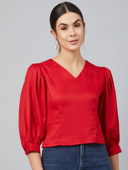 Marie Claire - Red Comfortable Polka Dots Tops