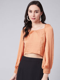 Marie Claire - Orange Semi-Fit Solid Tops