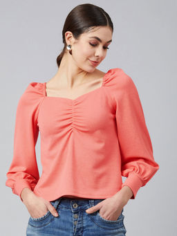 Marie Claire - Pink Comfortable Solid Tops