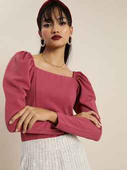 Marie Claire - Pink Comfortable Solid Tops