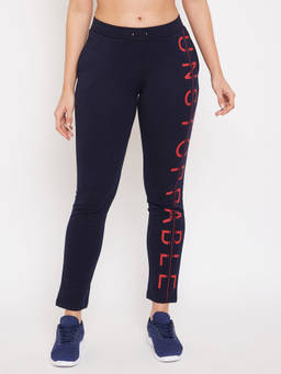 Madame - Printed Women Dark Blue Track Pants