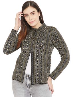 Madame - Printed High Neck Casual Women Multicolor Sweater