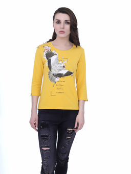 Madame - Women Yellow Full Sleeve T-Shirt