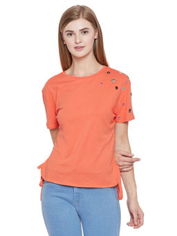 Madame - Women Orange Half Sleeve Top