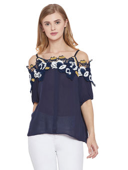 Madame - Women Navy Textile Top