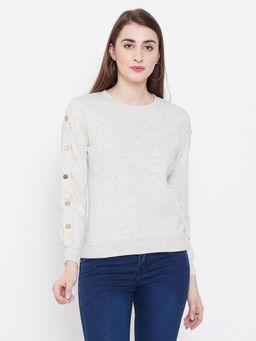 Madame - Women Grey Millange Full Sleeve T-Shirt