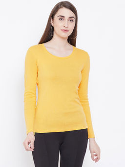 Madame - Women Mustard Full Sleeve T-Shirt