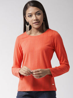 Madame - Orange Color Full Sleeve Top For Women