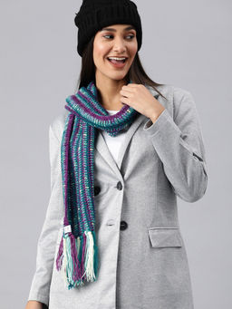 Magic Needles - Multi Coloured Muffler With Tassels