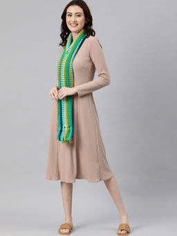 Magic Needles - Multi Coloured Muffler With Tassels