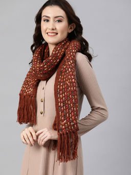 Magic Needles - Brown Muffler With Tassels