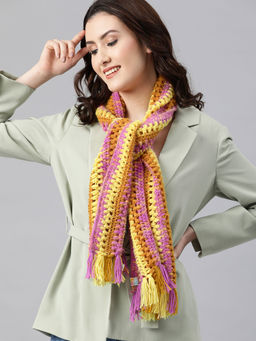 Magic Needles - Multi Coloured Muffler With Tassels