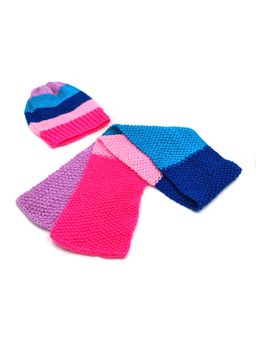 Magic Needles - Multi-Color Acrylic & Resin Cap And Scarf (Set Of 2)
