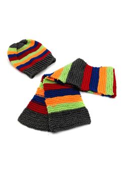 Magic Needles - Multi-Color Acrylic & Resin Cap And Scarf (Set Of 2)