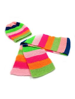 Magic Needles - Multi-Color Acrylic & Resin Cap And Scarf (Set Of 2)