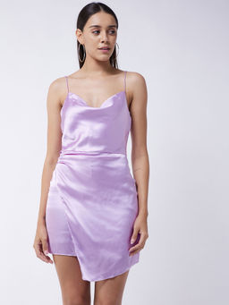 Magre - Lavender Satin Wrap Mini Dress