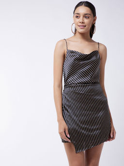 Magre - Black Polka Dot Wrap Mini Dress