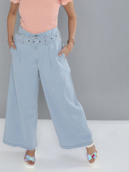 Magre - Denim Paper Bag Pants (Set of 2)