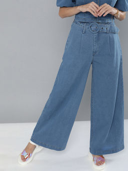 Magre - Denim Paper Bag Pants (Set of 2)