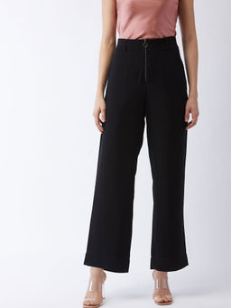 Magre - Black Front Zipper Culottes